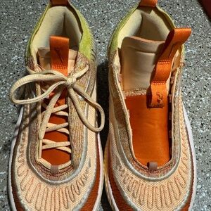 Vibrant Orange and Yellow Athletic Shoes